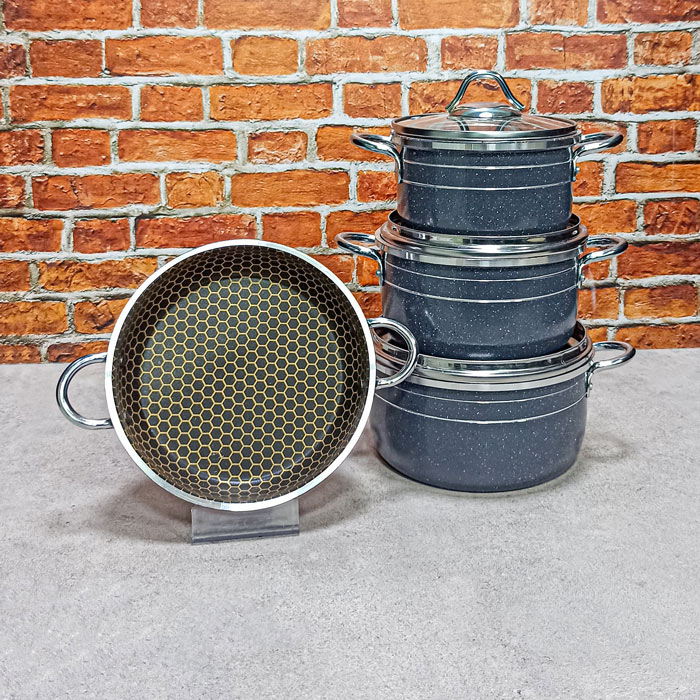 قابلمه 7پارچ دانشجویی دسته نقره ای طوسی کیژان