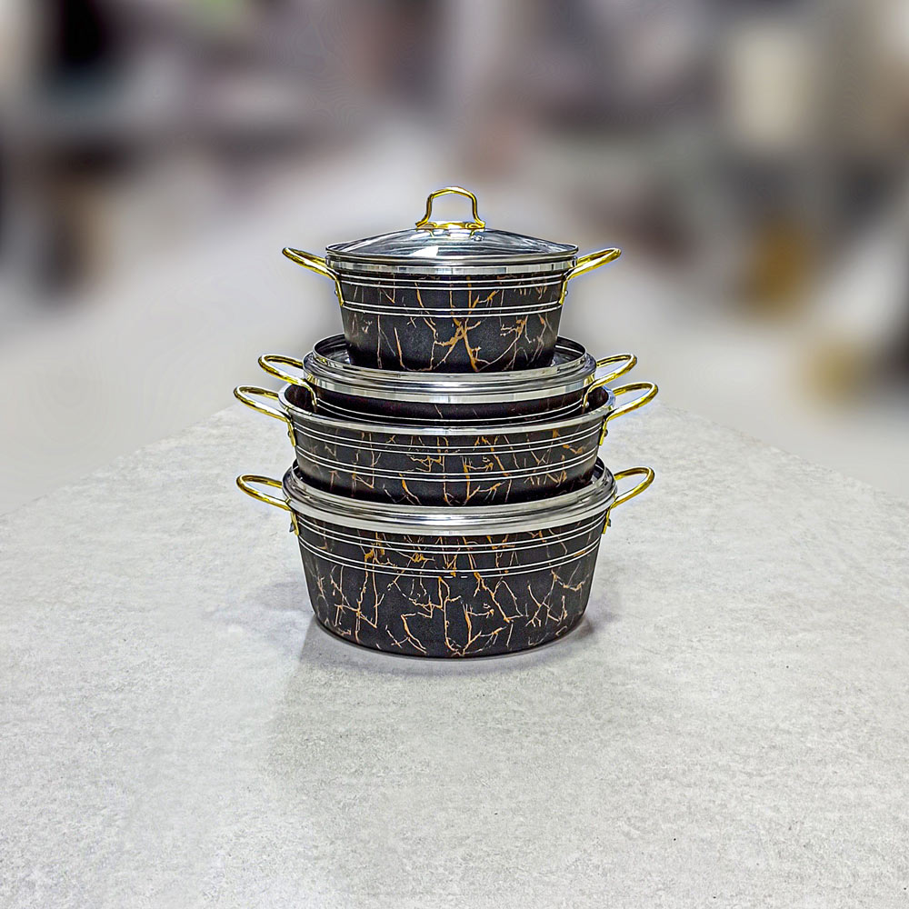 قابلمه 7پارچه دسته طلایی ماربل لیومکس