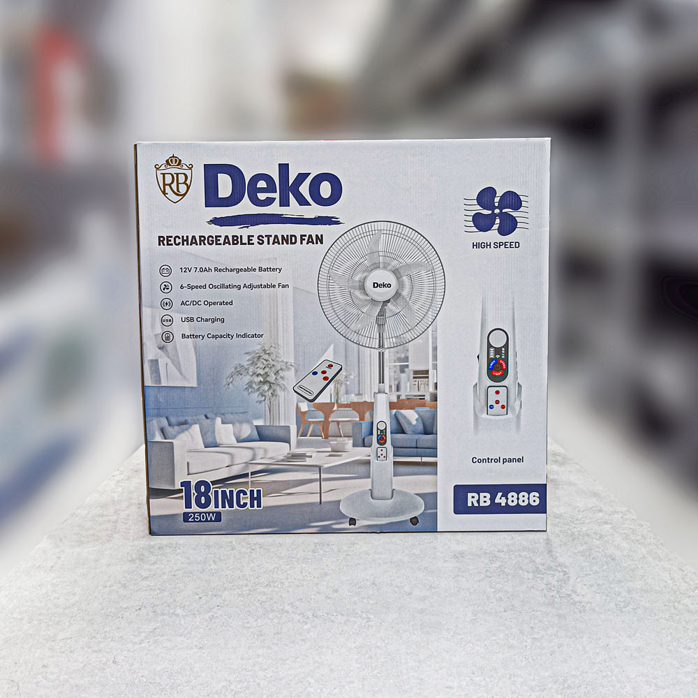 پنکه ایستاده برقی شارژی 250وات کدRB4886 دکو