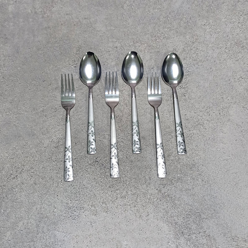 قاشق چنگال غذاخوری طرح گل سبز سیسیلی 