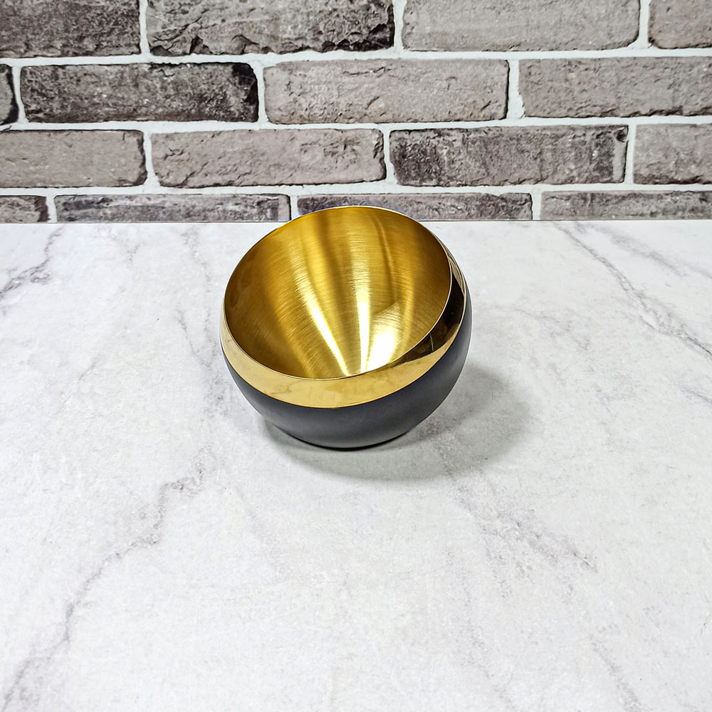 شکلات خوری استیل مشکی طلایی بدون پایه 14سانت 