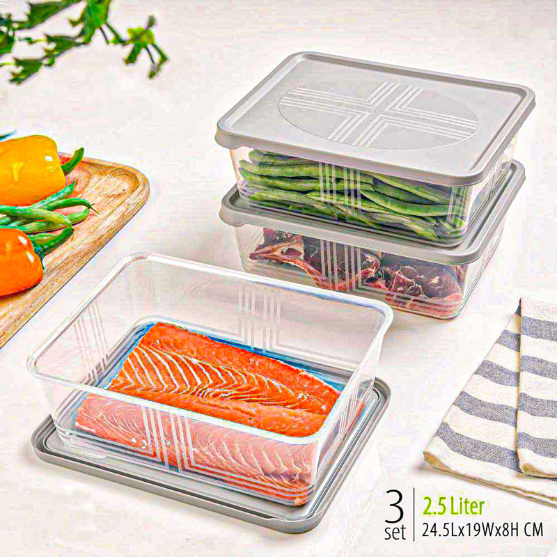 ظرف مستطیل 2/5لیتر 3عددی کد2407 لیمون 