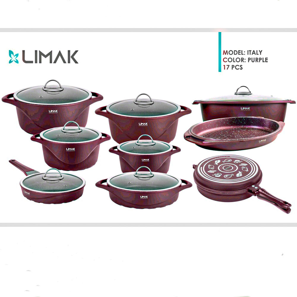 قابلمه 17پارچ طرح ایتالیایی زرشکی لیماک 