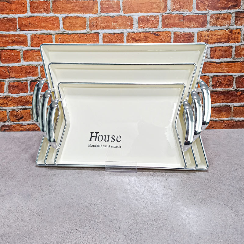 سینی پلاستیکی 3تکه مات پروانه ای 