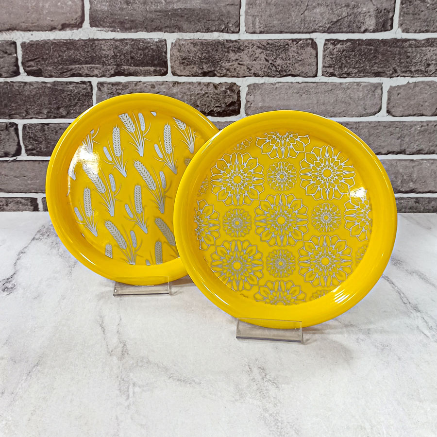 سینی ملامین زرد طرح دار کد300 زعفرانیه 