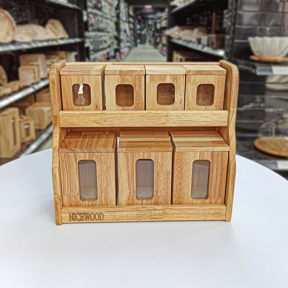 پاسماوری ادویه پنجره دار با استند 2طبقه کد121 نایس وود