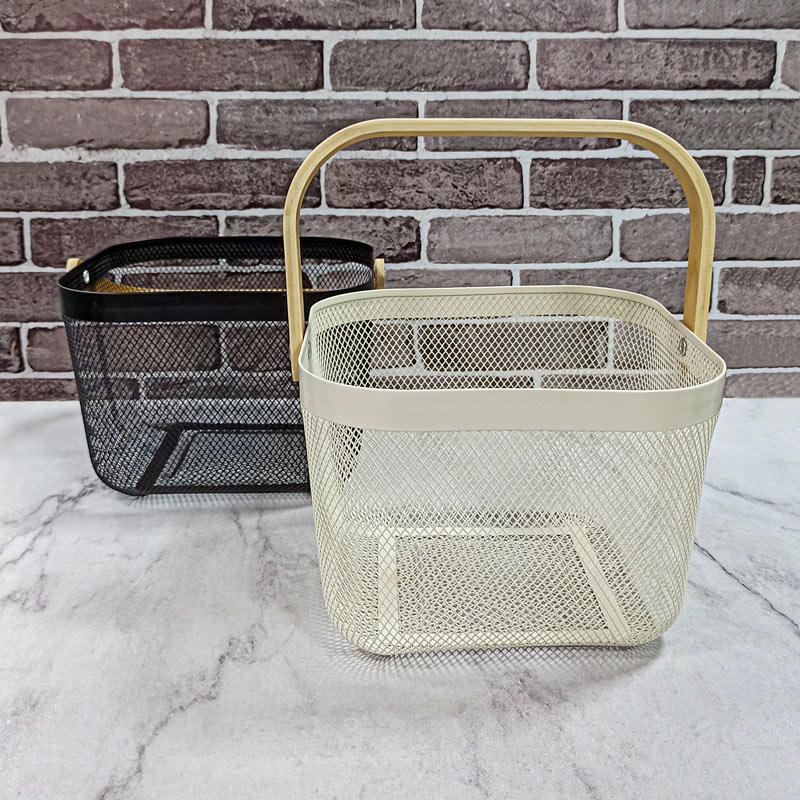 سبد توری دسته چوبی مربع 