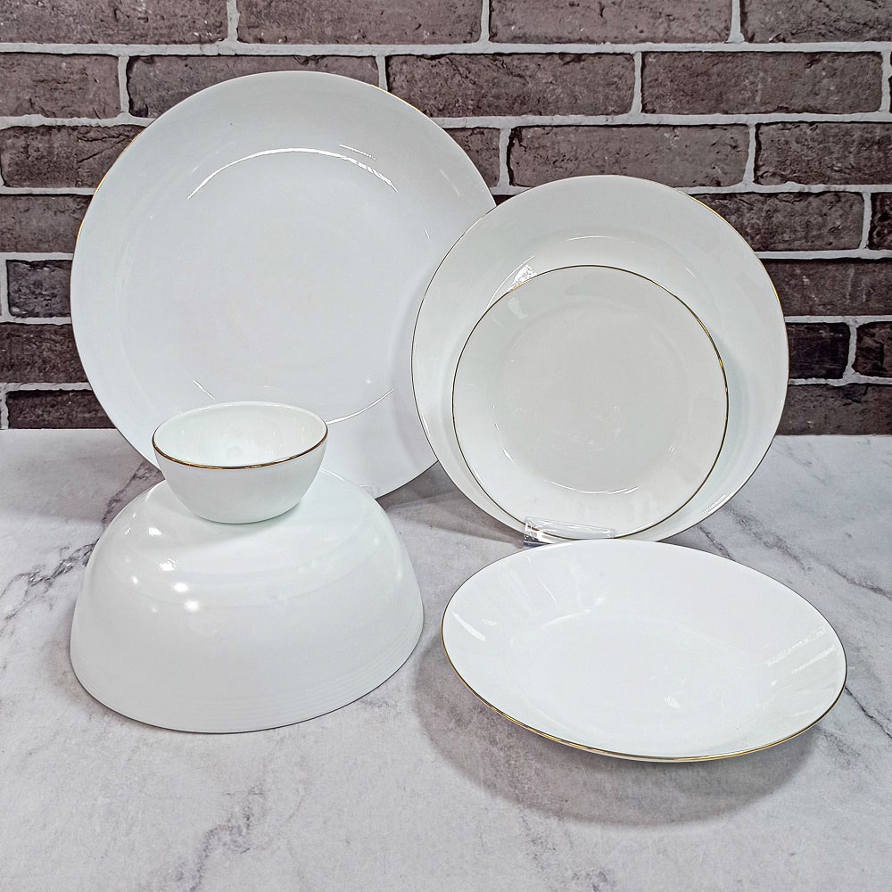 26پارچه گرد سفید مدرن لب طلا دینو