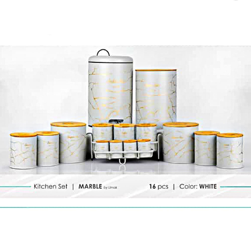 16پارچه آشپزخانه درب چوبی سنگی سفید طلایی لیماک 