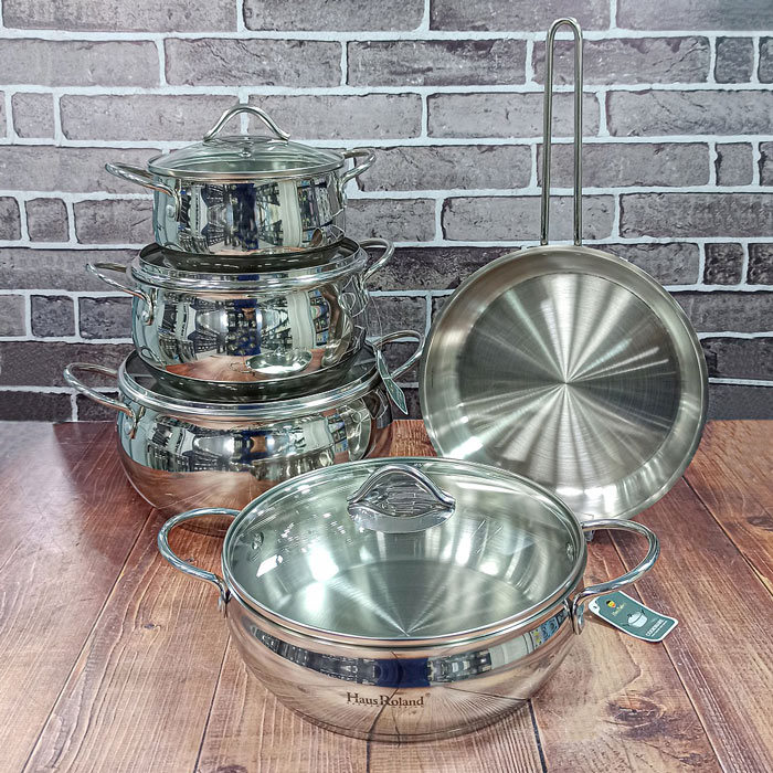 سرویس قابلمه 9پارچه استیل کد1-160 HausROLAND