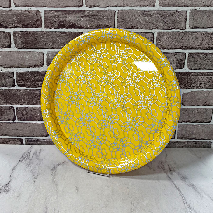 سینی ملامین زرد طرح دار کد304 زعفرانیه 