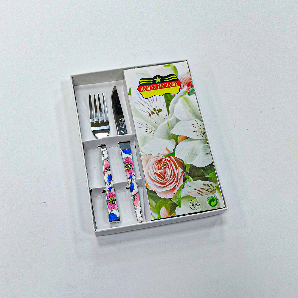 کارد و چنگال میوه خوری جعبه ای کد4320 رومانتیک هوم