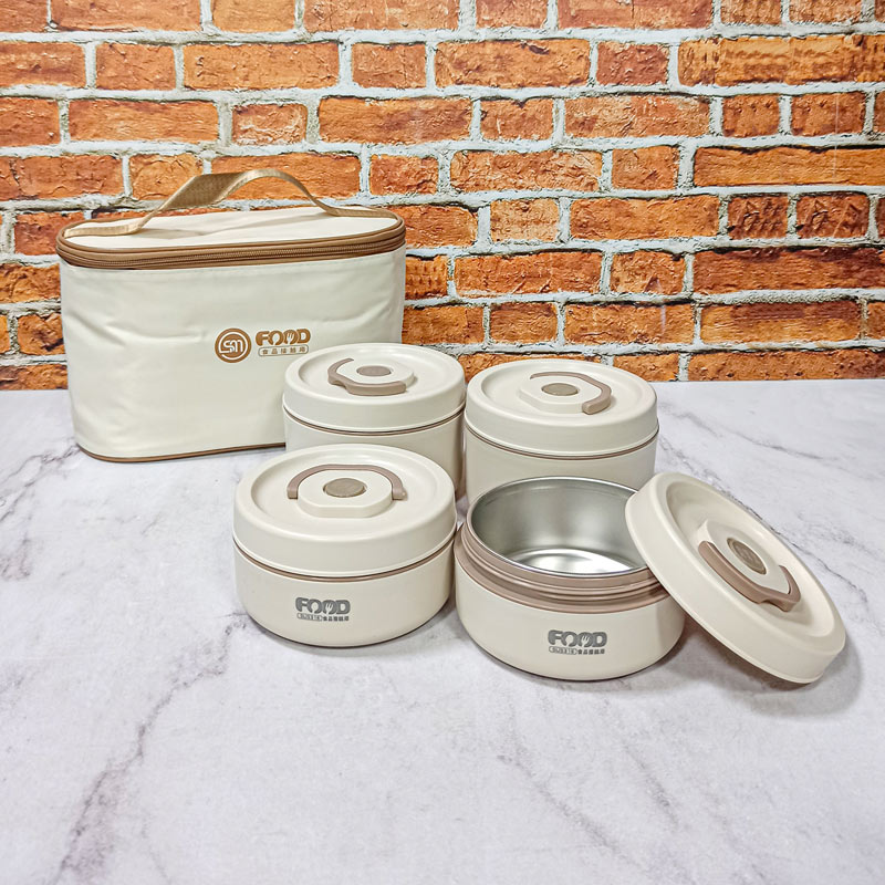 ظرف غذا 4تکه گرد کیف دار 