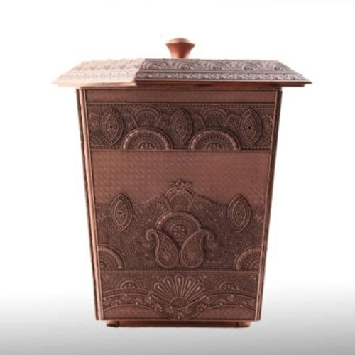 سطل و جا دستمال چهار گوش طرح پیوتر مسی جاویدان