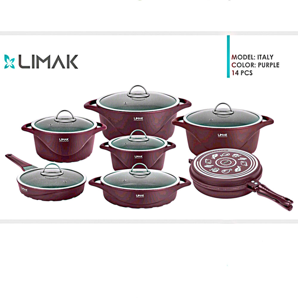 قابلمه 14پارچه طرح ایتالیا زرشکی لیماک