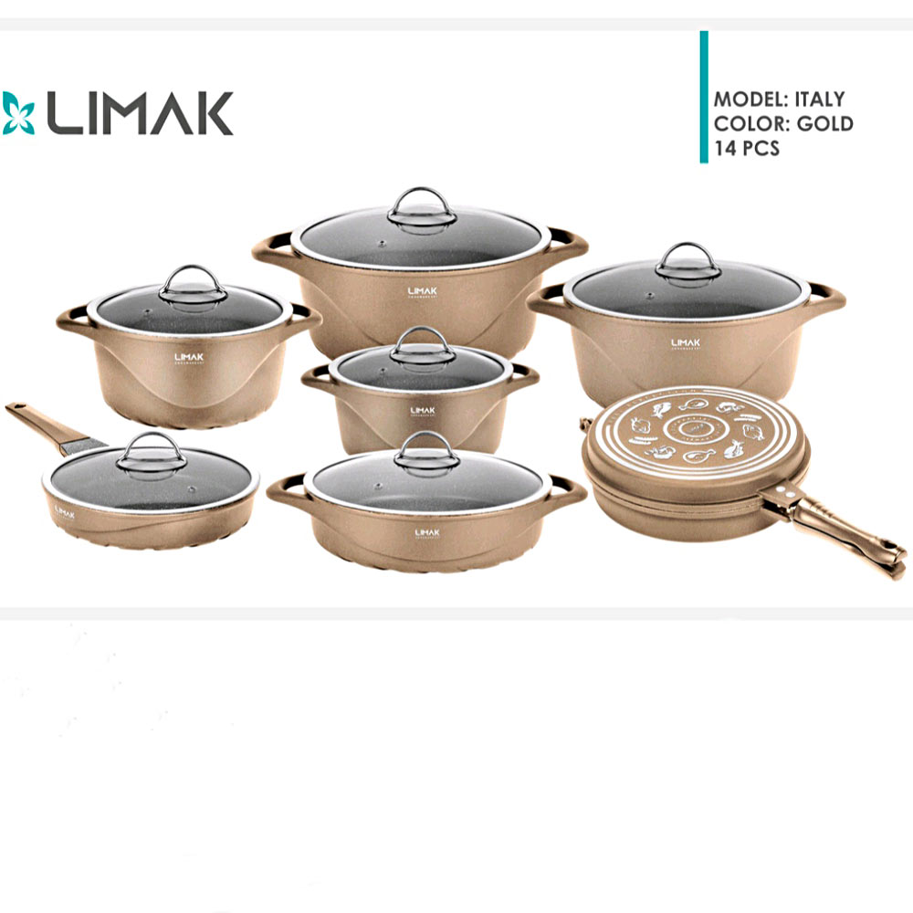 قابلمه 14پارچ طرح ایتالیایی بژ لیماک 