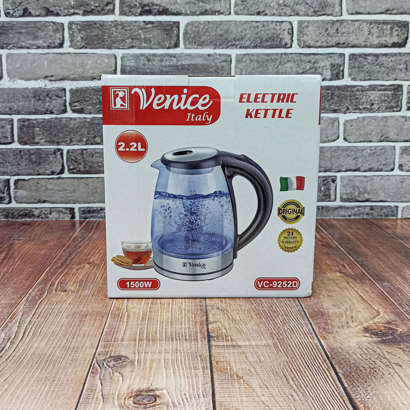 کتری برقی شیشه ای 1500وات کد9252 Venice-