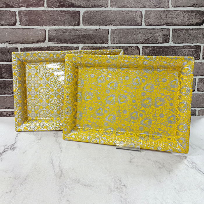 سینی ملامین زرد طرح دار کد402 زعفرانیه 