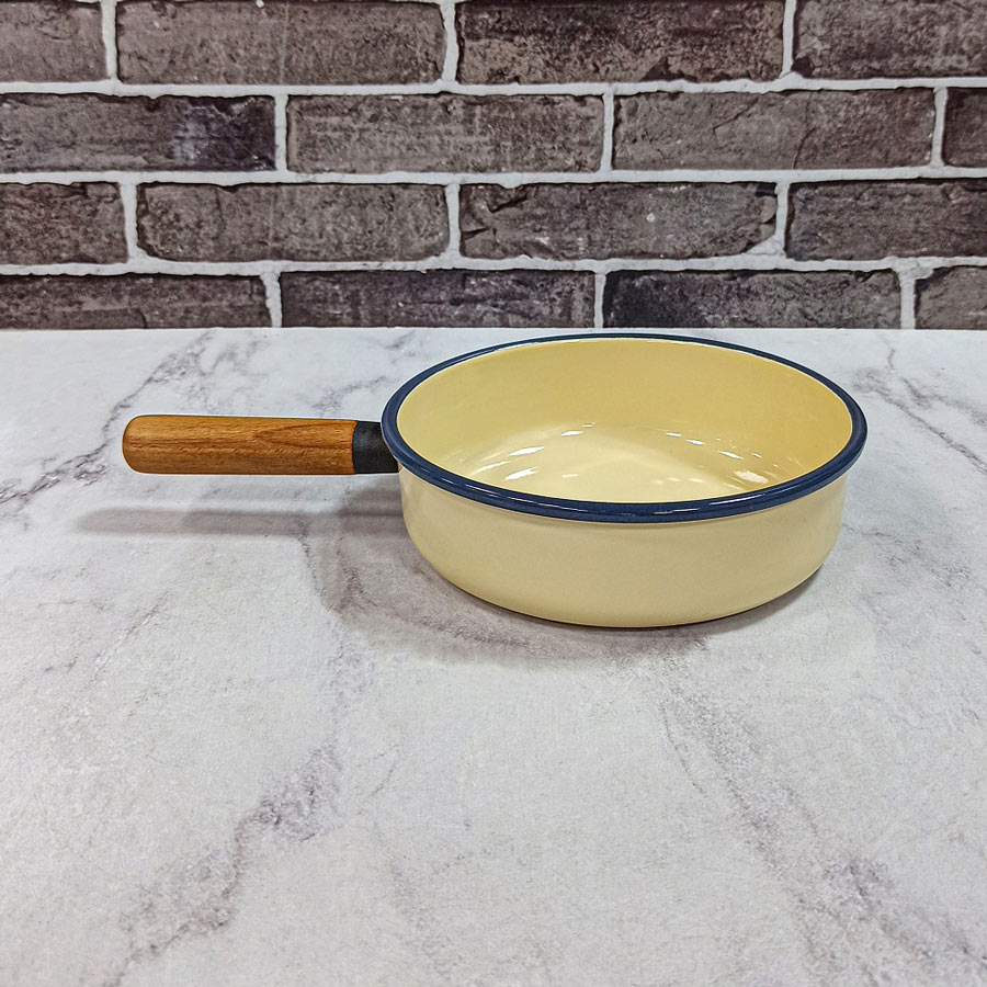 تابه لعابی تک دسته چوبی سایز 20 کرم دونا