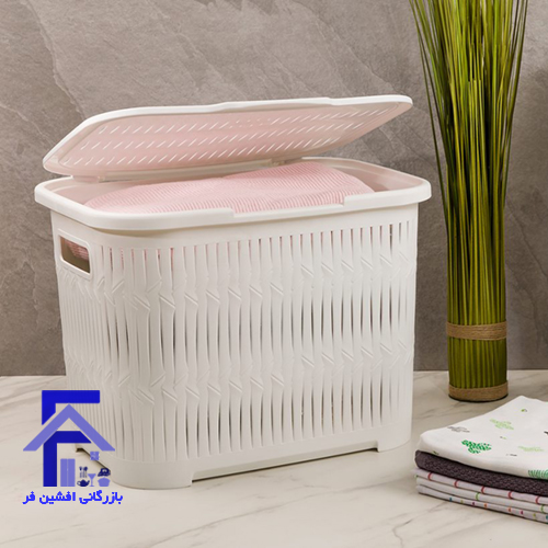 سبد رخت دربدار کوتاه بامبو کد1512 لیمون