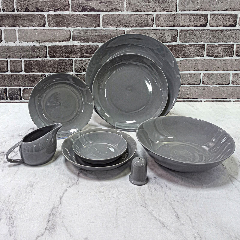 سرویس 30پارچه گرد ساده طوسی 1 نور