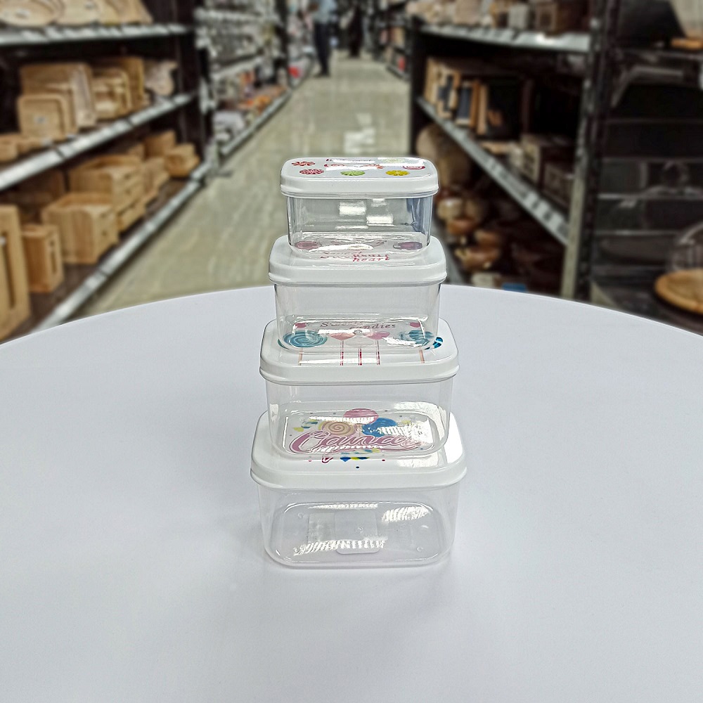 ست ظرف غذا مستطیل چاپدار کد2232 لیمون