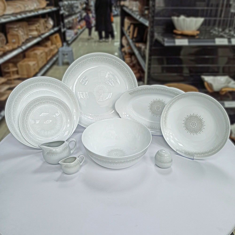 دینو 42پارچه گرد کلاسیک رجینا خاکستری