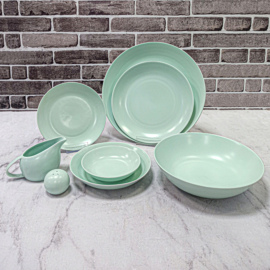 سرویس 30پارچه گرد ساده سبز مات 1 نور