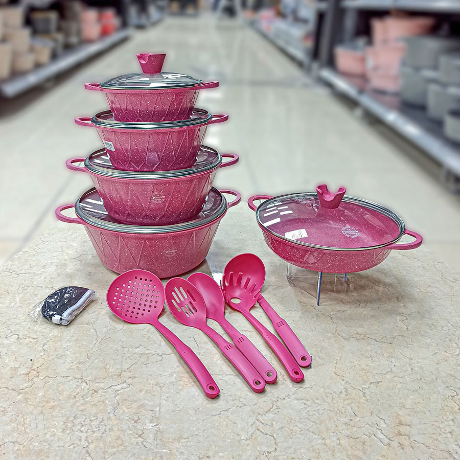 سرویس قابلمه 18پارچه کد9669 صورتی دسینی 