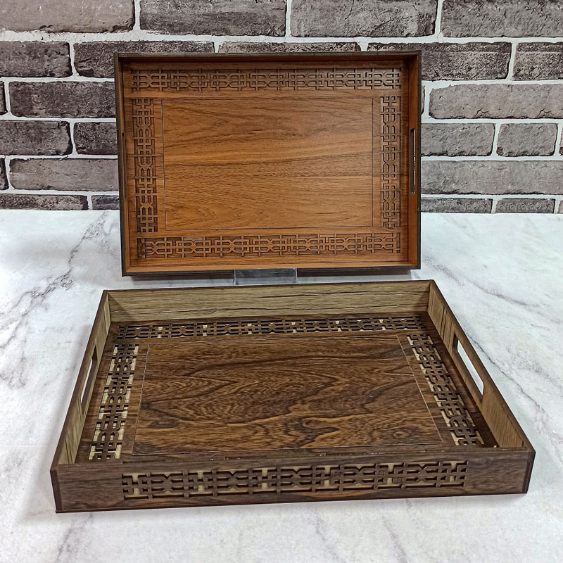 سینی دولایه برش دار چوبی تمدن 