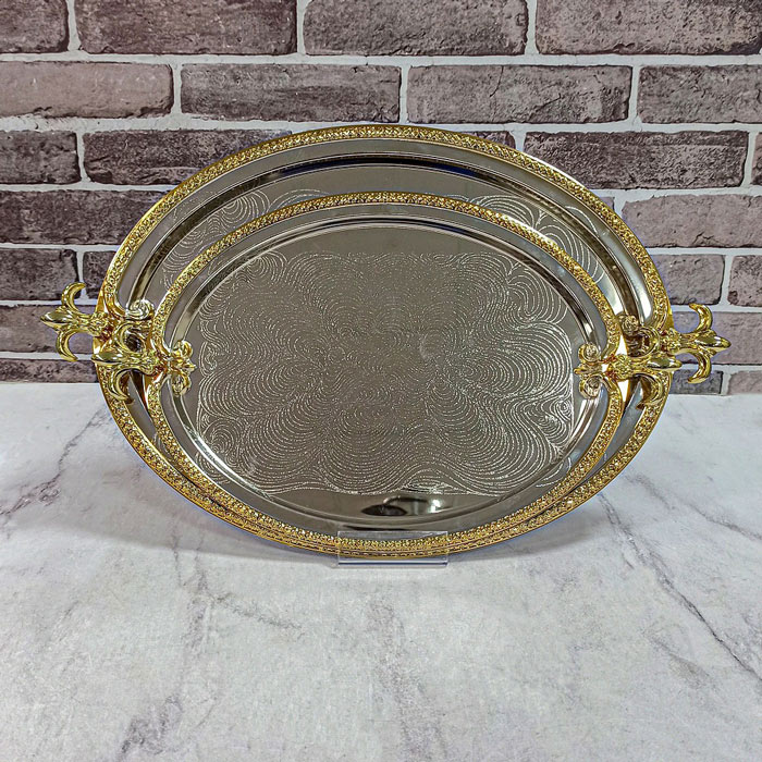 سینی جفتی طلا نقره بیضی جور یونی هوم