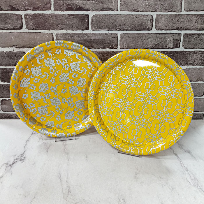 سینی ملامین زرد طرح دار کد302 زعفرانیه 