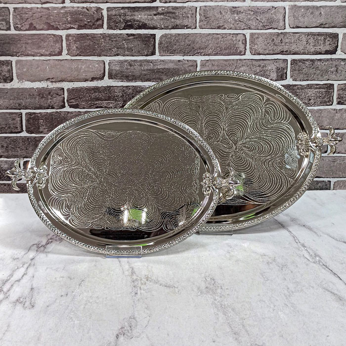 سینی جفتی تمام نقره بیضی جور یونی هوم