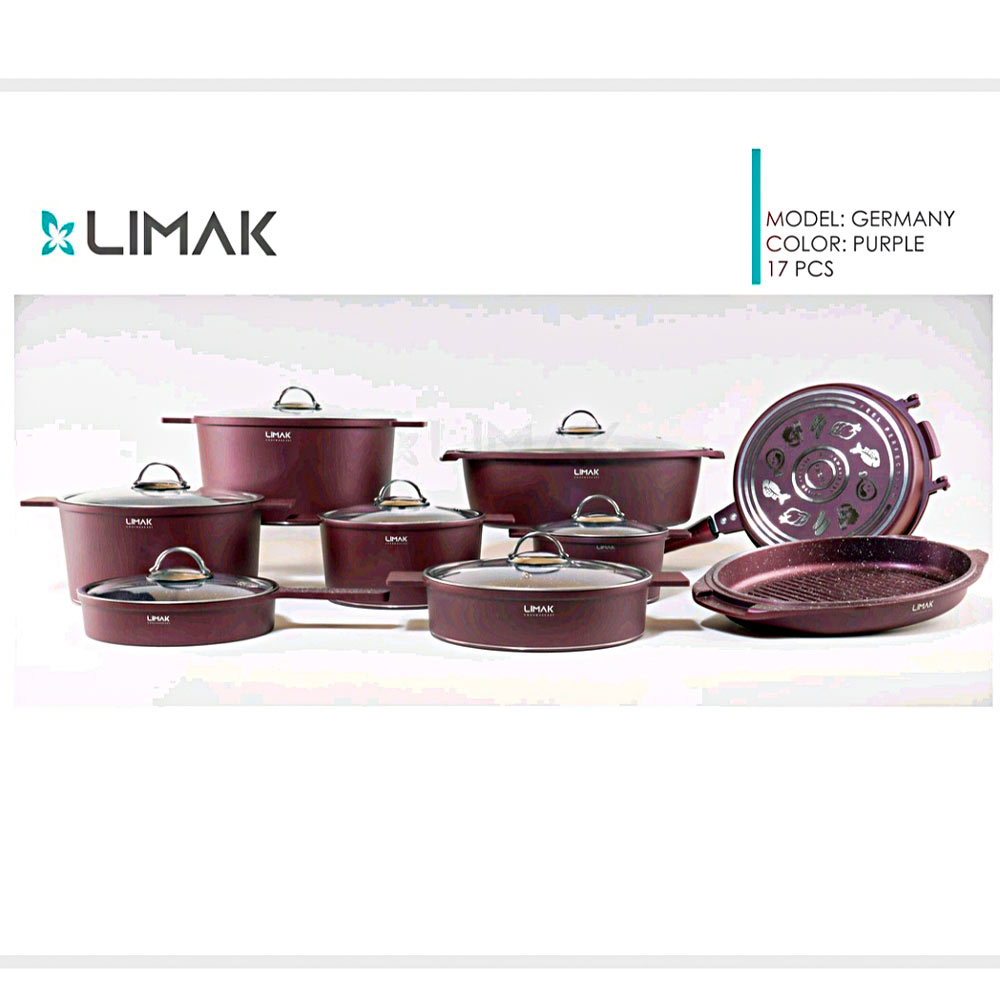 قابلمه 17پارچه طرح آلمان زرشکی لیماک