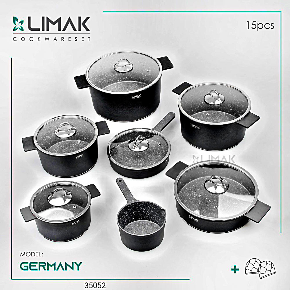 قابلمه 15پارچه طرح آلمانی مشکی لیماک