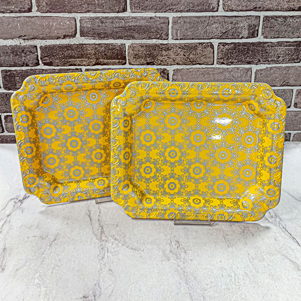 سینی ملامین زرد طرح دار کد501 زعفرانیه 